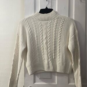 Rachel Zoe Cream Cable-Knit Turtleneck Sweater